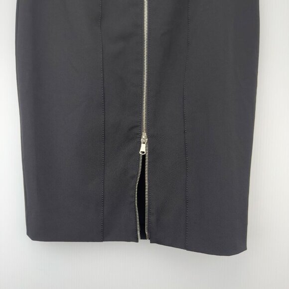 SANDRA ANGELOZZI Pencil Designer Double Back Zip Contemporary Black Skirt sz 32 - Picture 4 of 7